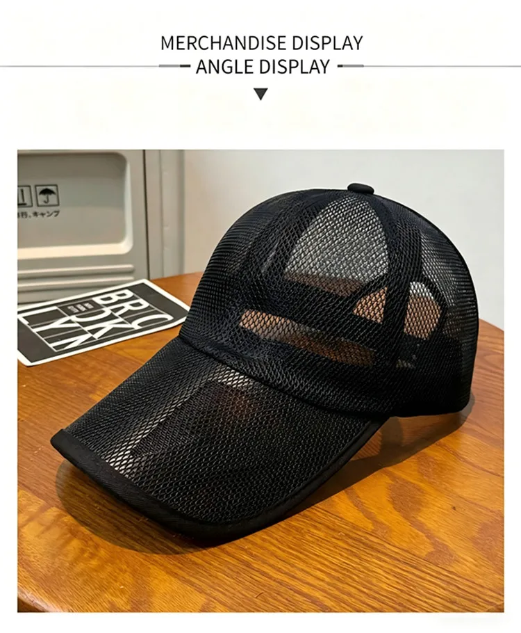 Sommer-Baseballkappe mit Hohlem Rand und Atmungsaktivem Vollnetz, Unisex, Verstellbarer Sonnenhut für Outdoor-Aktivitäten – Detail 4