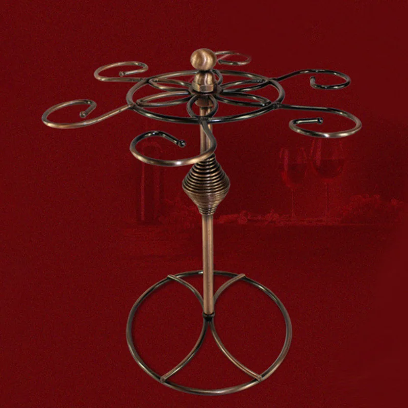 Estante para copas de vino, soporte para copas de vino de encimera, estante de almacenamiento independiente con 6 ganchos, para Bar en casa