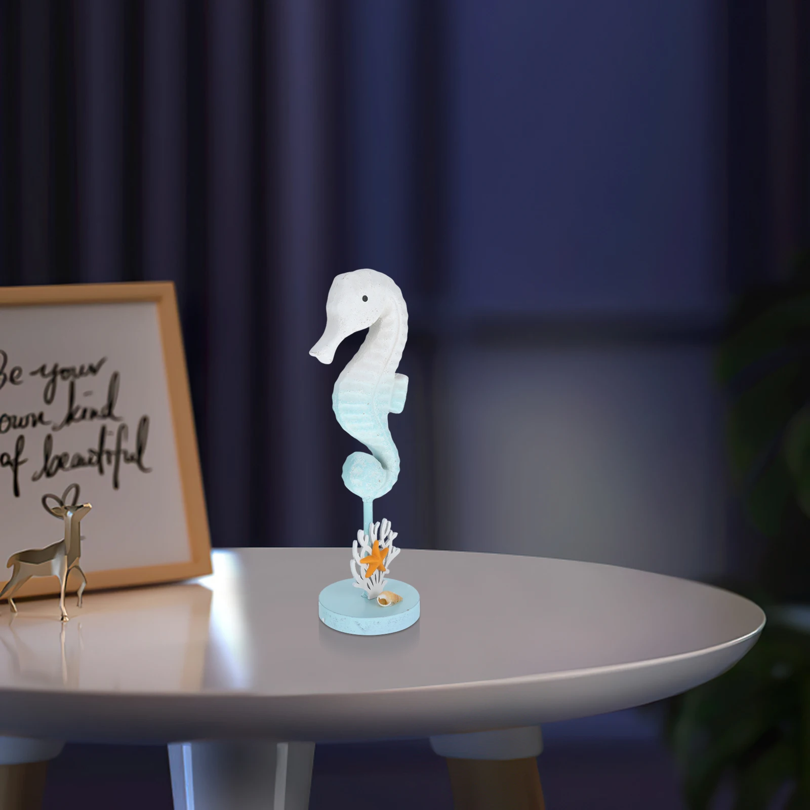 

Ocean Animal Statue Wooden Set Small Wood Handicraft Decoration Desktop Coastal Decor Marine Animal Ornament