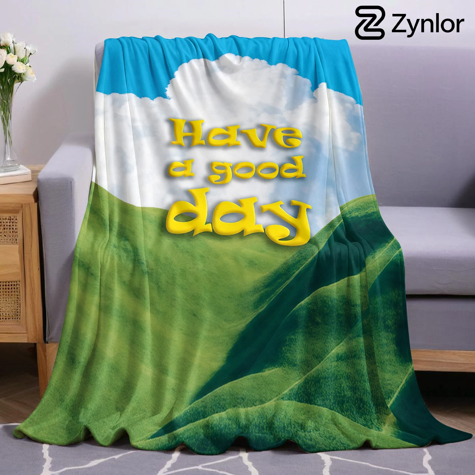 Have A Good Day Hills Lightweight Microfiber Flannel Blanket Soft Warm Cozy Throw All Season for Bed Sofa Office Travel Gift