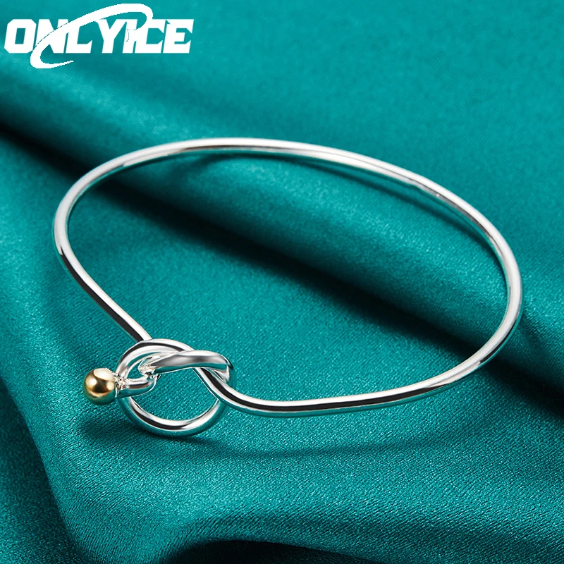 

925 Sterling Silver Gold Bead Rope Knot Bracelet Bangles For Women Man Fashion Wedding Engagement Party Jewelry Christmas Gift