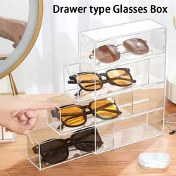 4 Layers Acrylic Glasses Storage Box Stackable Transparent Drawer type Display Holder Makeup Sunglasses Organizer Box Jewelry