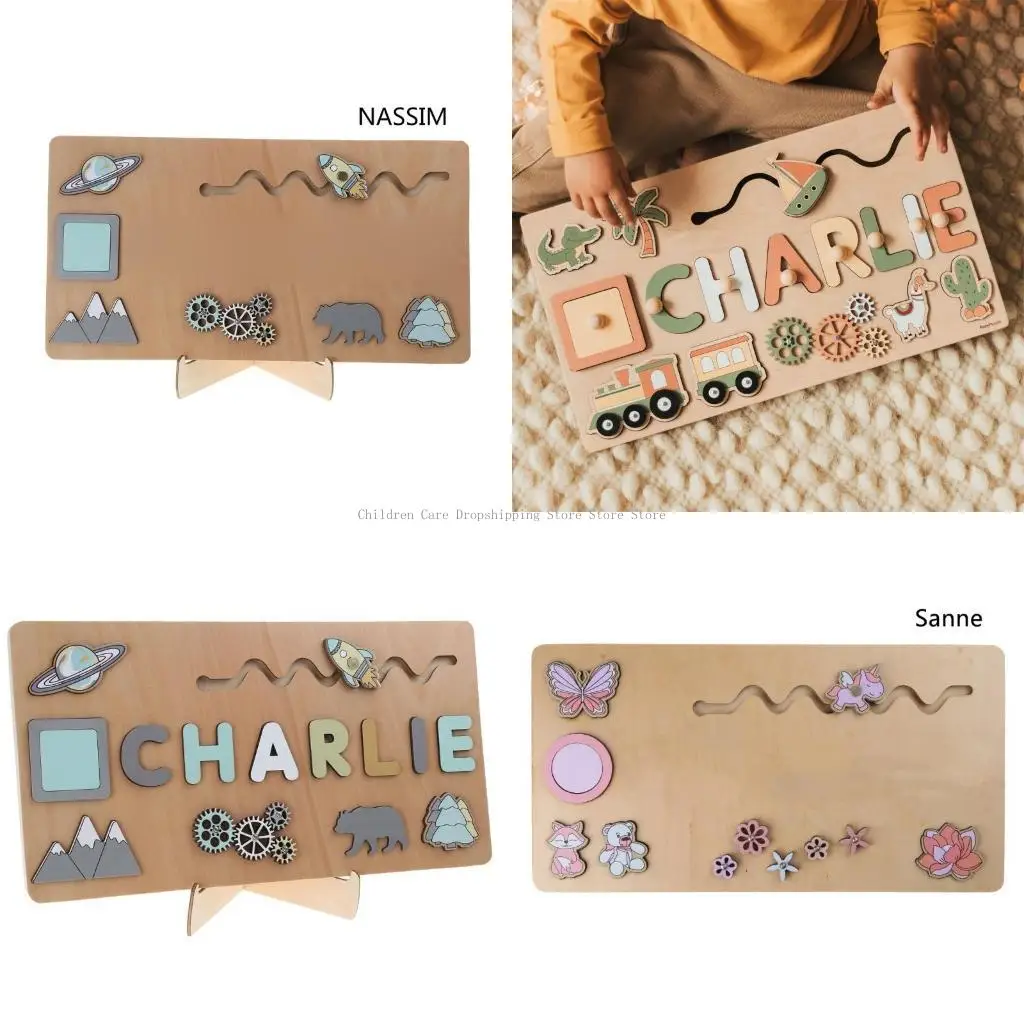 

Wooden Name Puzzle for Baby Game Board 3-D Puzzle Educational Matching Developmental Toy