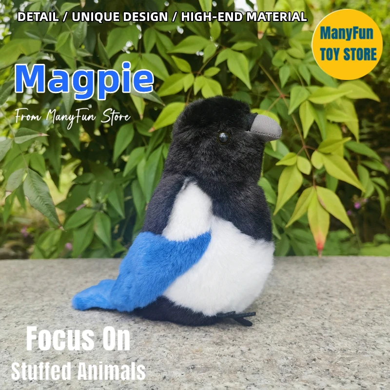 Magpie Plush Toy Crow Plushie Pica Pica Plush Toys Lifelike Birds Stuffed Animals Simulation Doll Toy For Kids