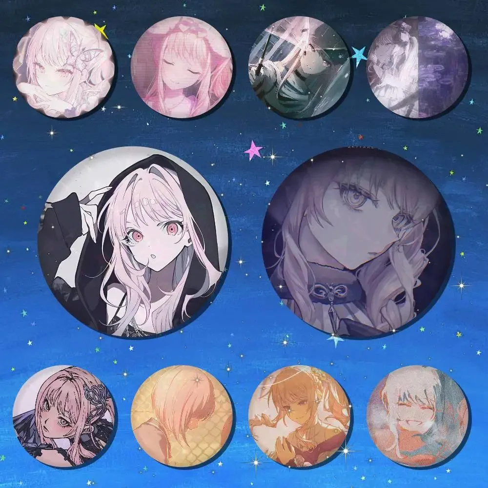 A-Nightcode Akiyama Mizuki Cartoon Round Brooches On Backpack Jacket Acrylic Button Pins Collection Gifts