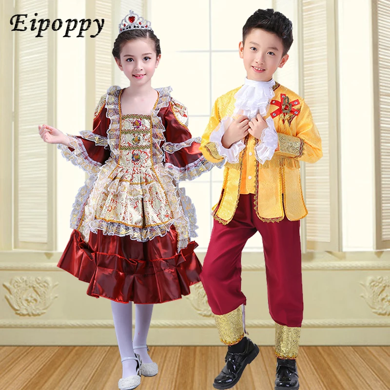 Costume de Palais Européen pour Enfants, Robe de Princesse, Spectacle de Prince, Costume de Scène Russe et Russe