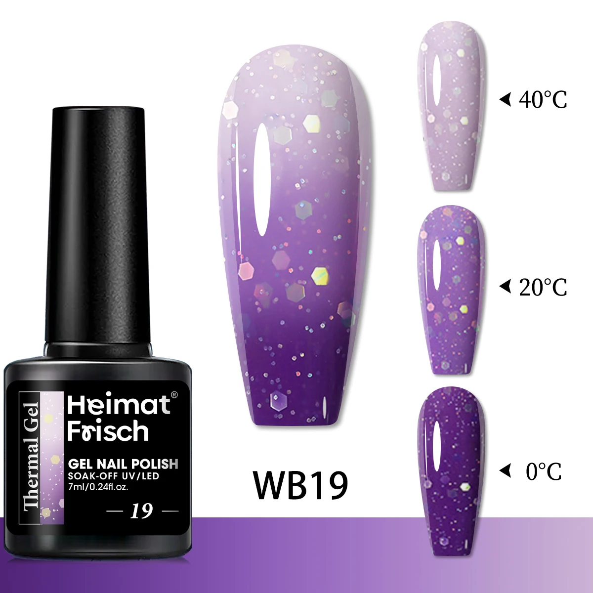 7ml Color Changing Gel Nail Polish, Temperature Sensitive Gradient Design, Fragrance Free, Off, Suitable for Home DIY Manicure.