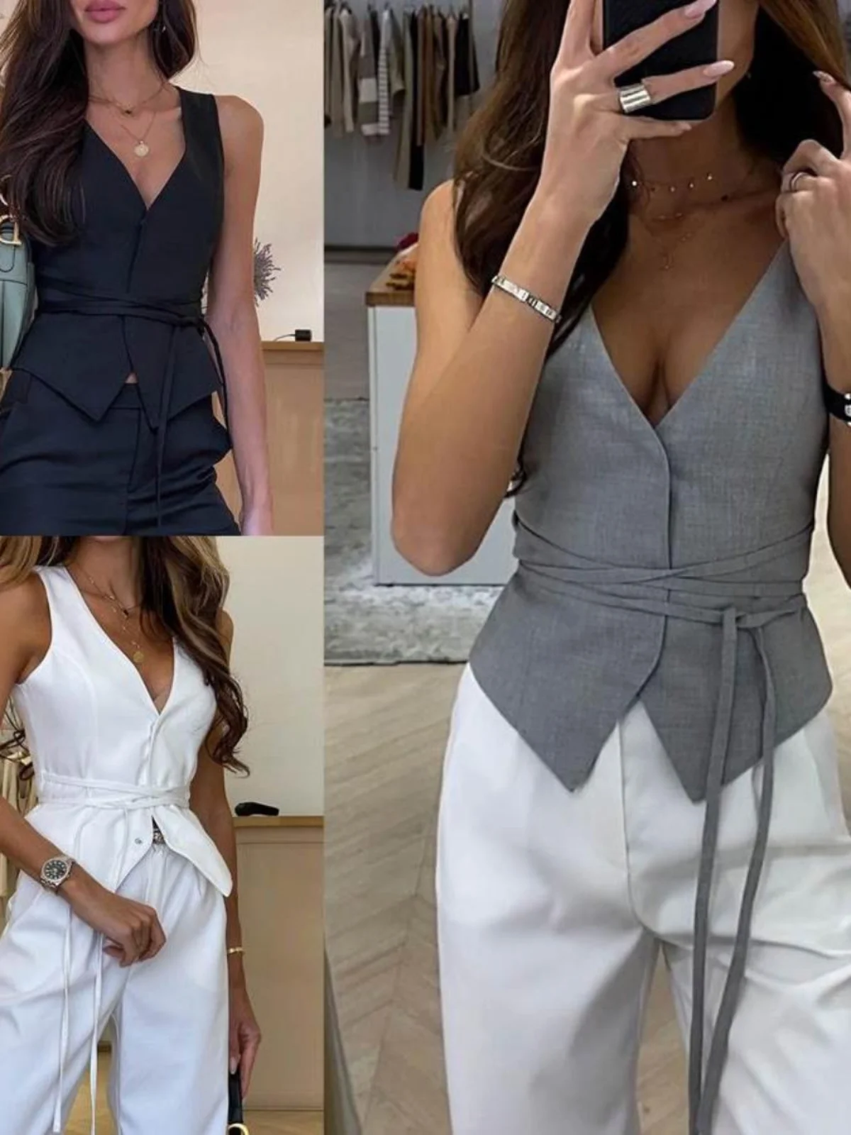 

Облегающий женский повседневный топ на шнуровке с завязками, жилет, летний новый женский топ на бретелях Sle Faion, цвет обычной длины