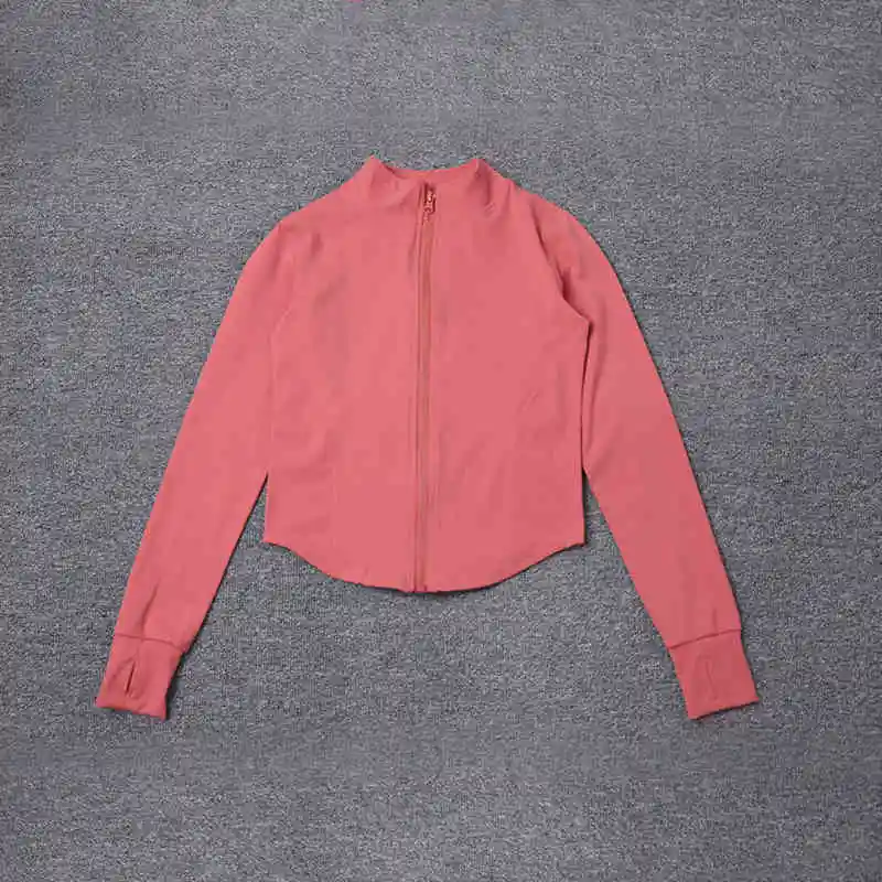 

Zipper stand collar sports jacket for women; running yoga long sleeves sweat absorption breathable quick-drying design for outer