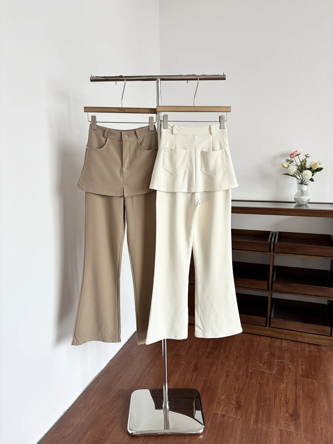 

High Waist Flared Pants Women's Fashion Simple Casual Trousers Korean Style Summer 2026 Polyester Fiber Commute Style
