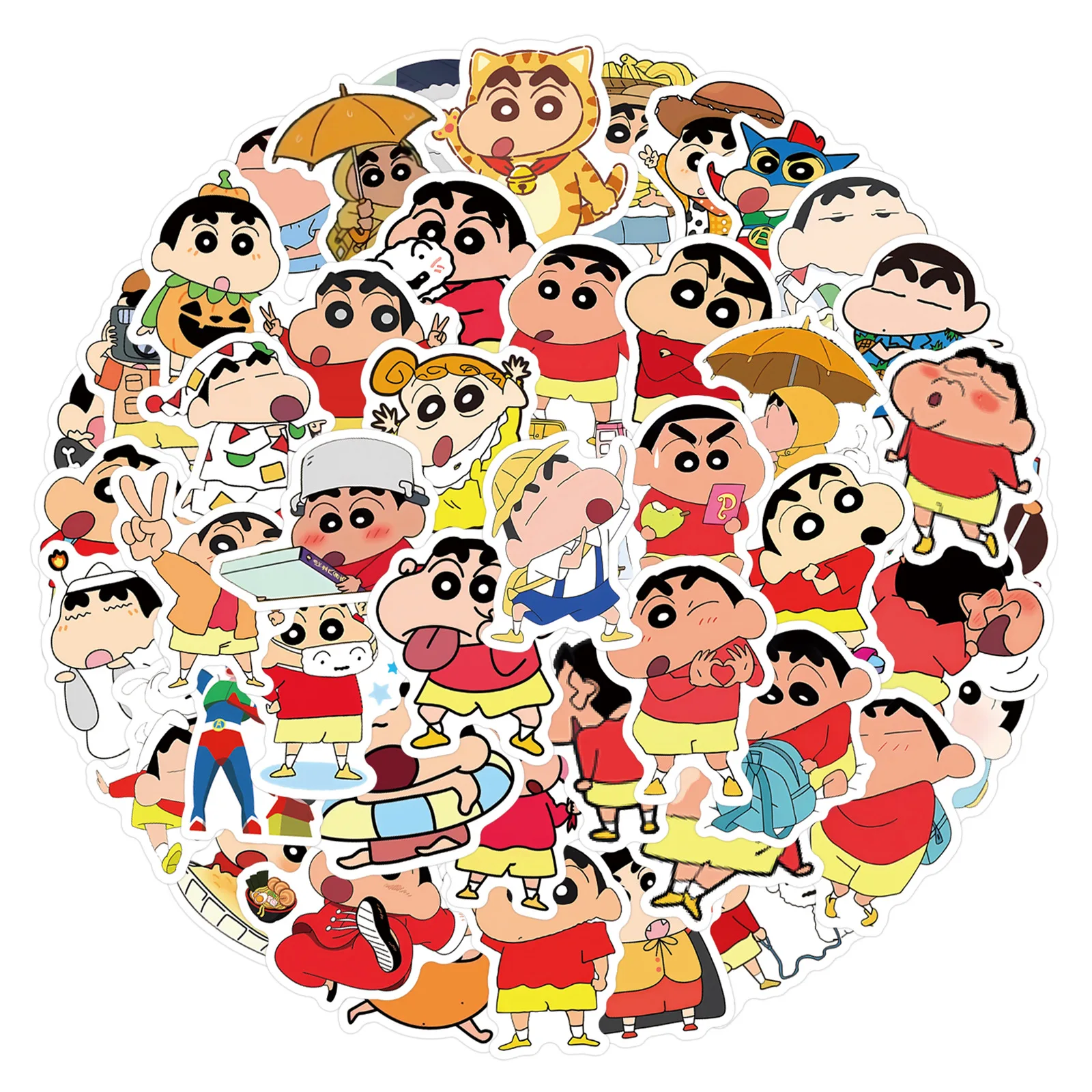 New 60pcs Shinchan Stickers Cute Cartoon Doodle Decals for DIY Crafts Fridge Laptop Skateboard Decoration
