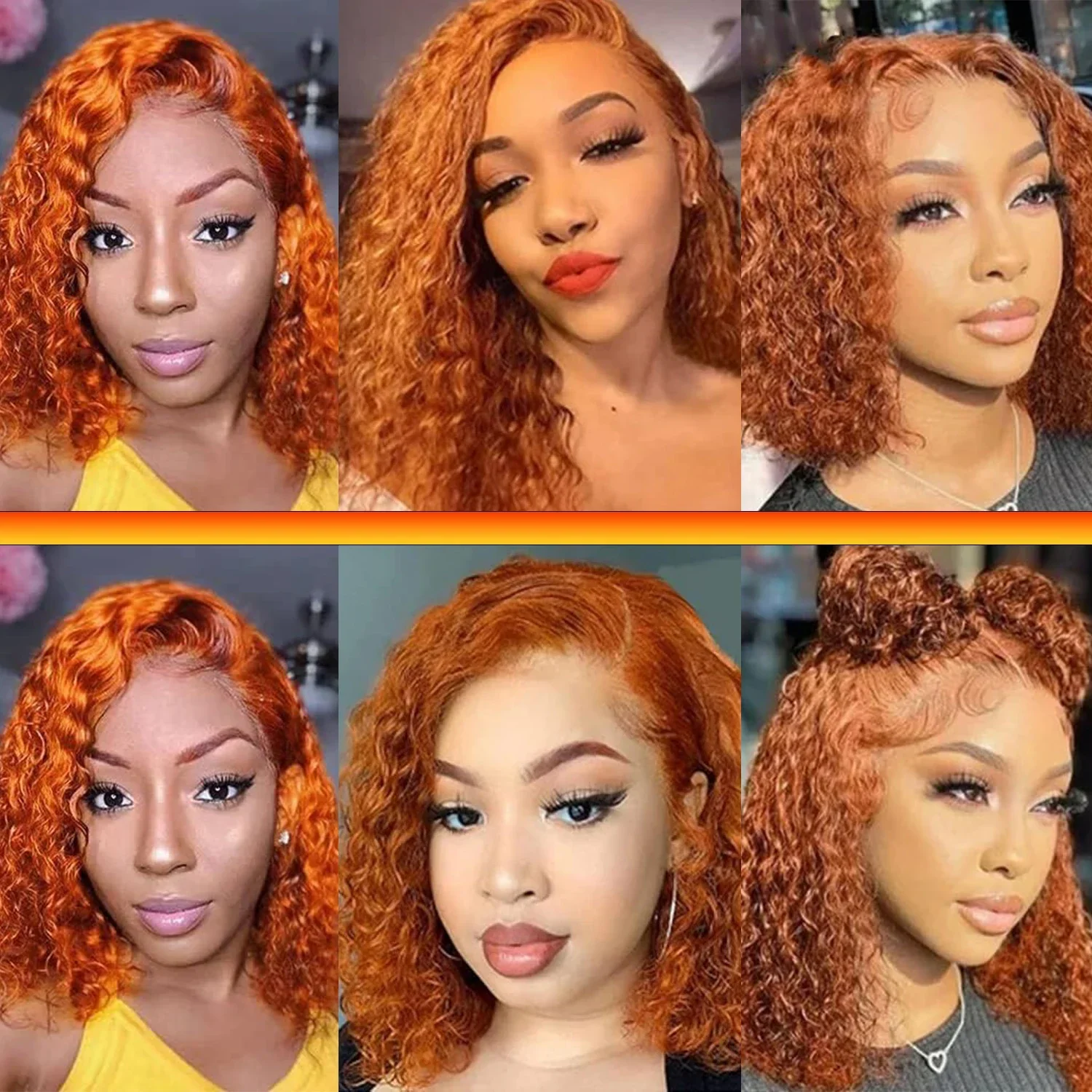 الزنجبيل البرتقالي موجة عميقة شعر مستعار الدانتيل قبل قطعها البرازيلي ريمي 13x6x1 T جزء شعر مستعار شعر بشري قصير عميق مجعد بوب شعر مستعار 350 اللون #5