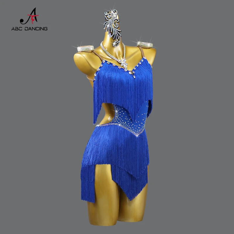 Robe de danse de performance latine professionnelle pour femmes, jupe à franges sexy, vêtements de tango d'entraînement, ligne trempée, salle de Rhen plein air, fête, nouveau, 2024