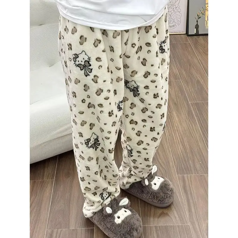 Sanrio gril Hello kitty Pants cotton kawaii Student Wide leg Cartoon casual Sleeping trousers leisure wear Home wear new style