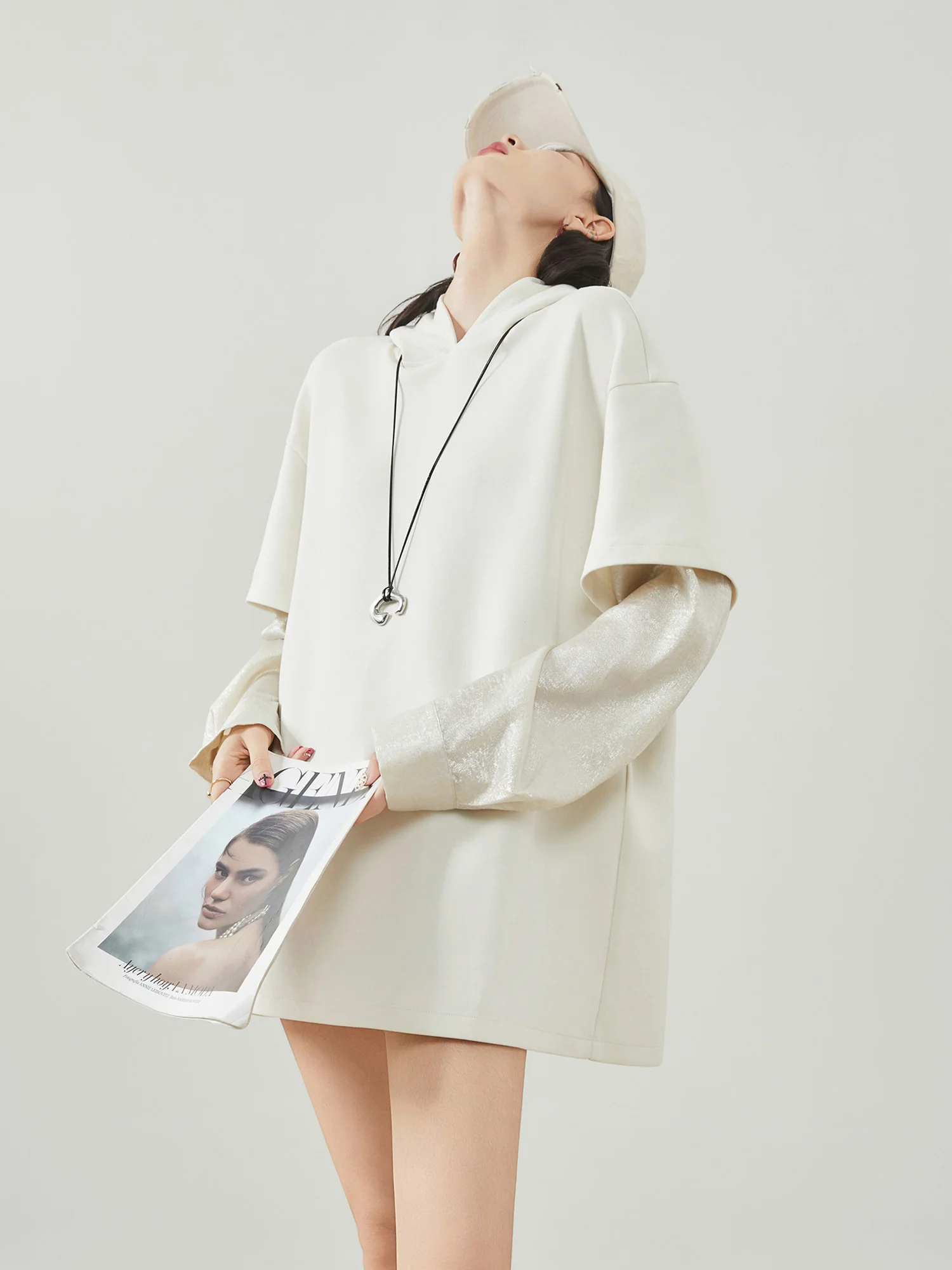 

Женская толстовка свободного кроя с длинными рукавами, тонкий повседневный топ, модный весенний новый стиль, корейский стиль, полиэстеровая ткань