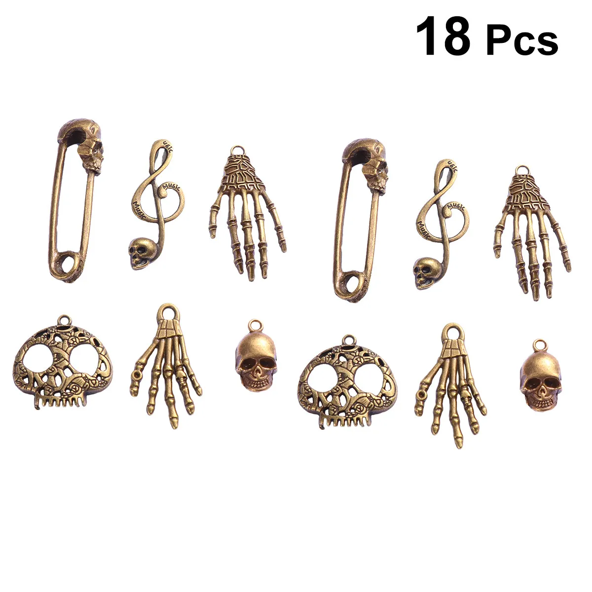 18 piezas de colgantes de aleación con forma de calavera para bricolaje, accesorios para la fabricación de collares, pulseras, pendientes, dijes para proyectos de manualidades y decoración de disfraces de Halloween