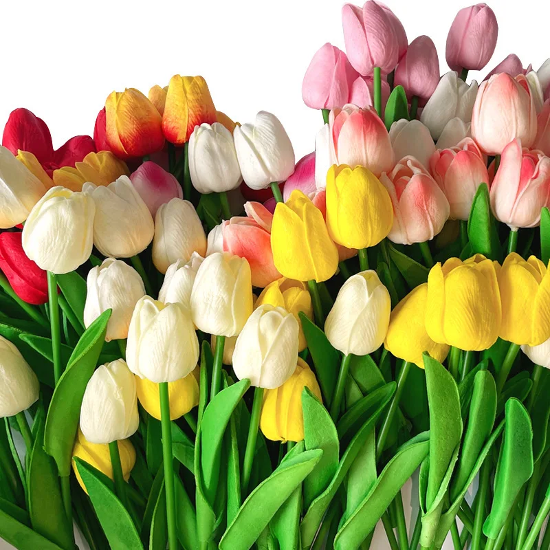 

12/20/28pcs Artificial Tulips Flowers, Fake Tulips Real Touch, Faux Latex Bouquets, for Party Wedding Home Room Decoration