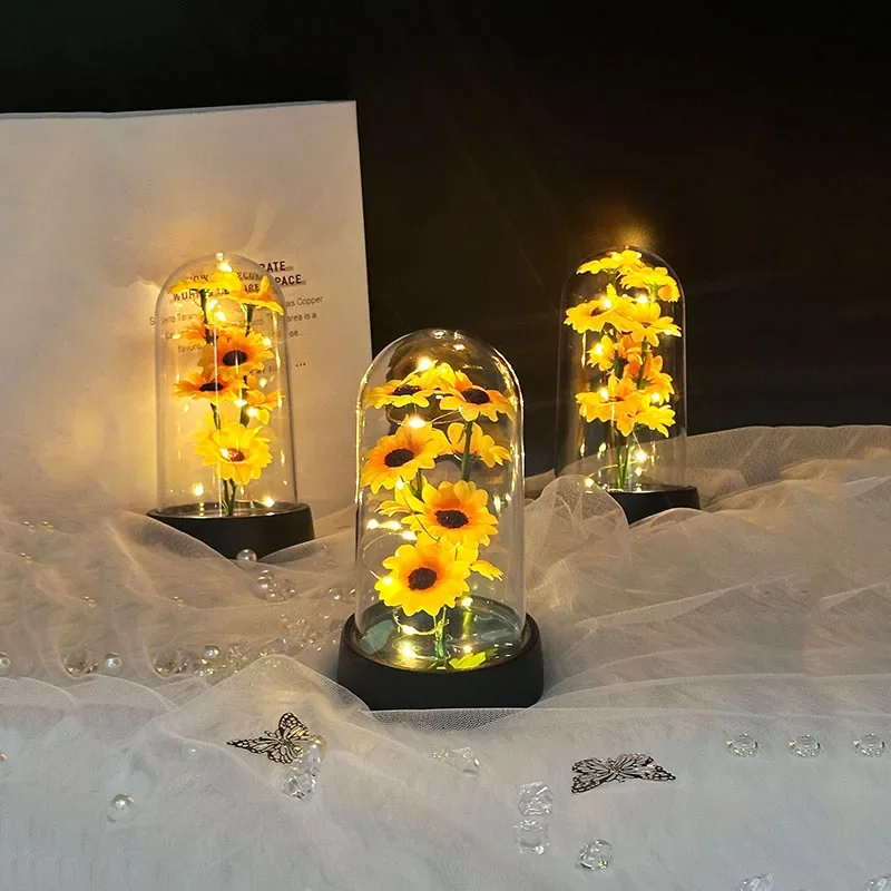 Graduation season gift small sunflower plastic set Mother\'s Day send wife send mother Valentine\'s Day eternal flower gift Birthd