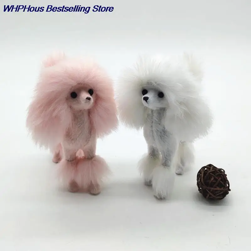 4Inch Adorable Miniature Poodle Figure Cute Simulation Dog Plush Toys Gift Cute Fluffy Dog Plush Toy Girl's Gift Stuffed Doll