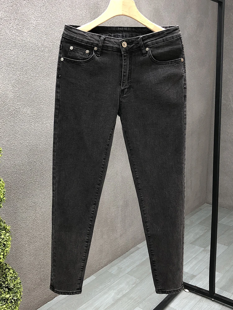 

Летние тонкие джинсы Bla, мужские корейские брюки Sle Faion Slim Fit с девятью точками, новинка 2024, универсальные джинсы с несколькими карманами, износостойкие...