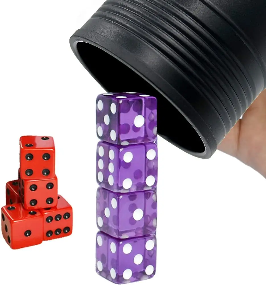 

9-Piece Dice Cup Set with 6-Sided Dices, Shaker & Storage Bag for Board Games