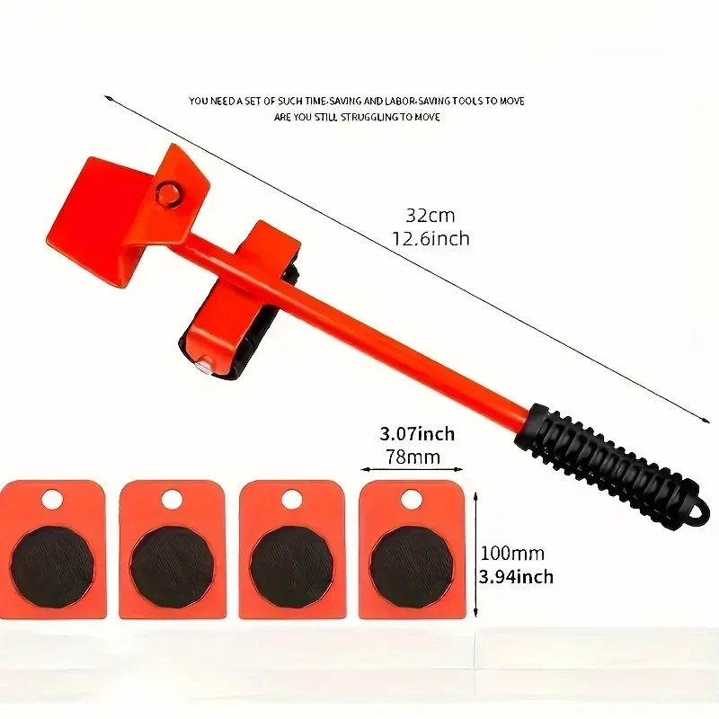 5Pcs Furniture Heavy Object Mover Moving Heavy Object Labor-saving Tool Pulley Base Moving Large Part Heavy Objects