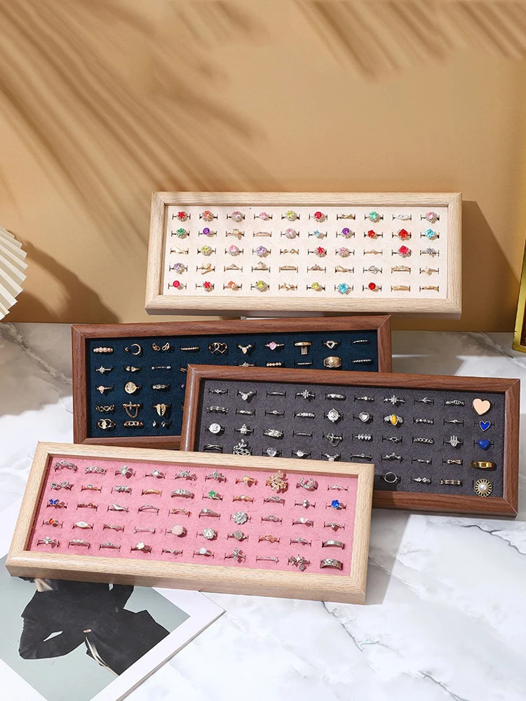 Mode-sieradenbakken Fluwelen 50-slot ringen Displaybak Grote capaciteit Vingerring Stud Oorbellen Manchetknopen Opbergrek Organizer - afbeelding 2