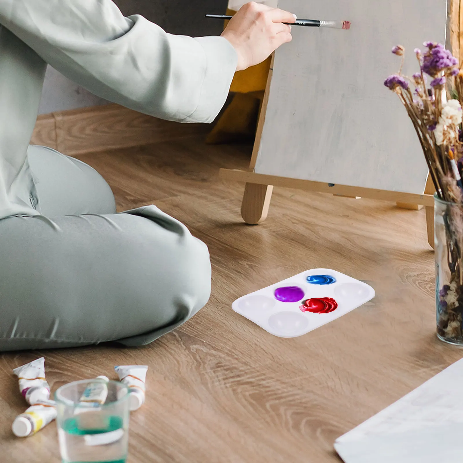 

12pcs Watercolor Practical Paint Mixing Trays Small Hobby Plastic Pans Lightweight Space Saving Painting Board