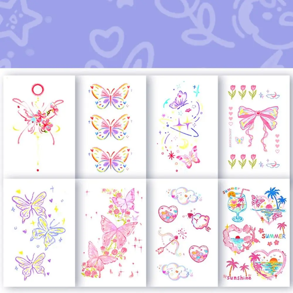 Vlinder Gezicht Tattoo Sweet Face Sticker Tijdelijke Tatoeages Make-Up Gezicht Stickers Ins Stijl Langdurige Tattoo Sticker Vrouwen