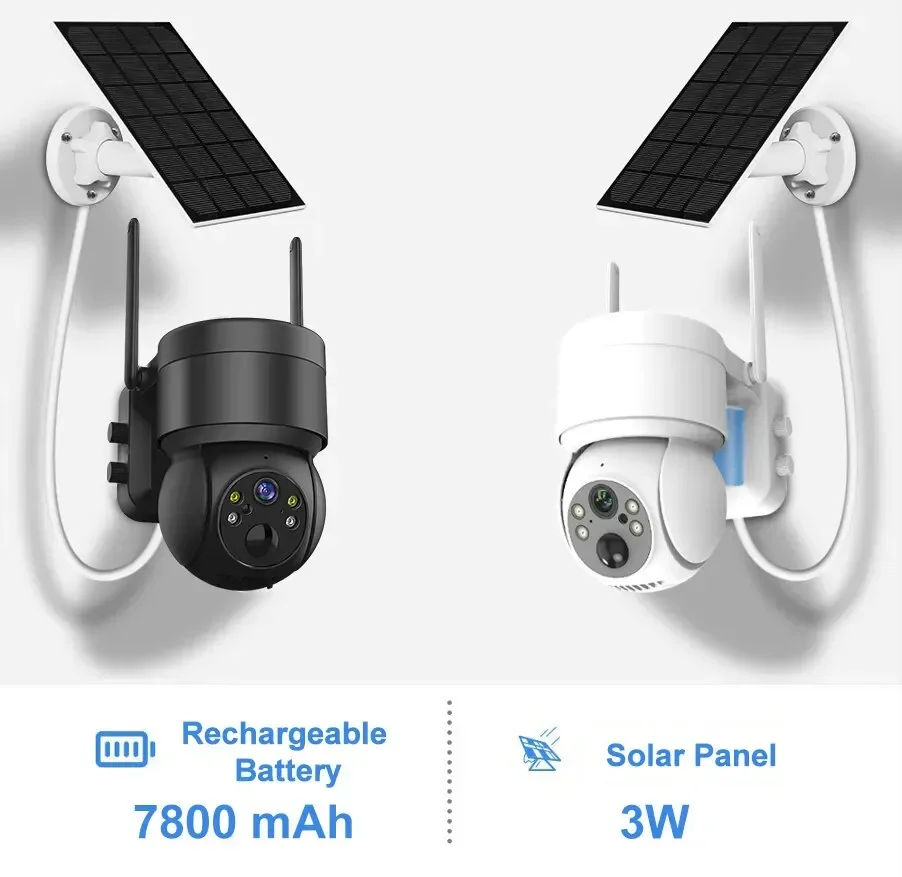 

Solar WiFi Security Camera Outdoor 4MP Wireless IP Surveillance with 7800mAh Battery PIR Human Detection Night Vision