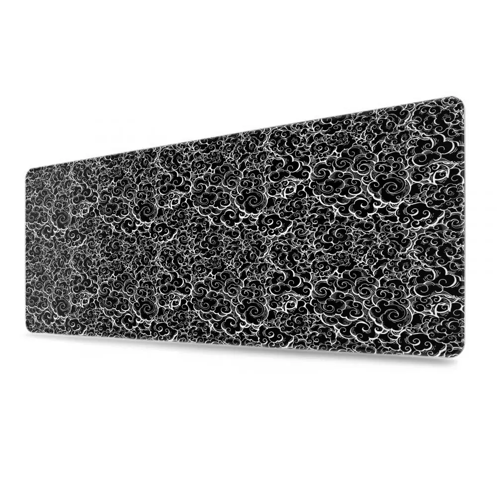 Imagem -02 - Grande Gaming Mouse Pad com Borda de Bloqueio Preto e Branco Mousepad para Computador Teclado Mesa Ratos Japão 90x40cm