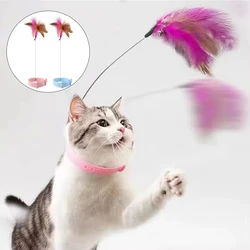 Jouet coule pour collier de chat avec cloche, anciers de plumes pour chaton, baguette teaser de jeu, fournitures pour animaux de compagnie, TJavier