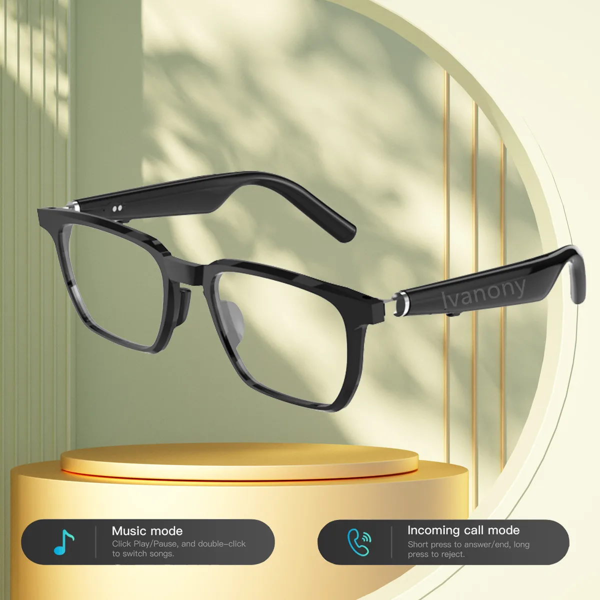 

Smart Glasses Translate Language Bluetooth Noise Canceling Voice Assistant Answer Call Remote Music Supprot Replace Lens