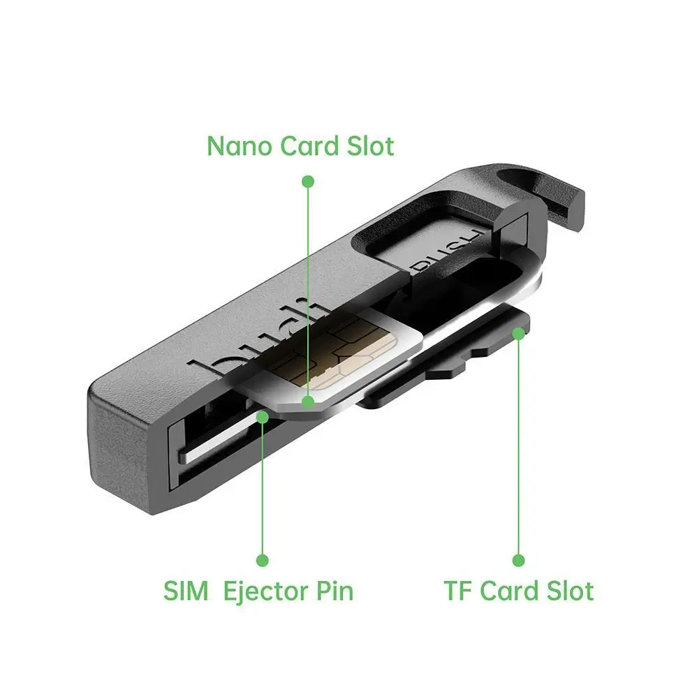 ช่องเก็บการ์ดโทรศัพท์ที่ถอดออกได้ TF ซิมการ์ด EJECTOR สล็อตพร้อมเชือกเส้นเล็ก Anti-Lost Multi-Function Card Slot กล่องเก็บ