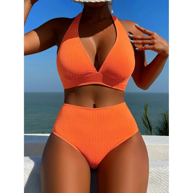 New sexy bikini wholesale women's two-piece backless swimsuit with ribbon straps