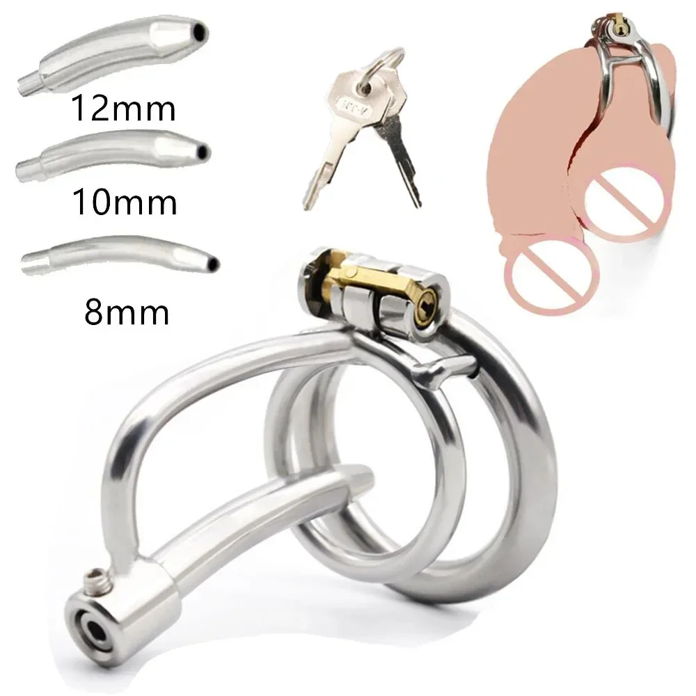 Delay Lock Chastity Cage Stainless Steel Urethral Sounding Probe Device Penis Rings For Men Cock Plug Sex Toys Male Masturbator