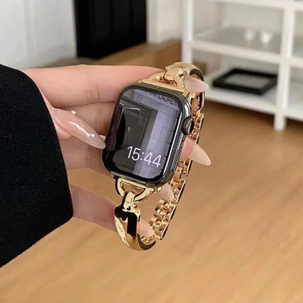 

Ремешок для Apple Watch Ultra 10 9 8 7 6 SE 5 Металлические ремешки для IWatch Series 46 мм 41 49 мм 40 38 42 мм 44 45 Женский браслет