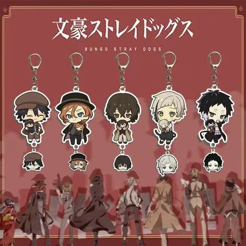 Anime Bungo chiens errants Dazai Osamu Nakahara Chuuya Figure porte-clés acrylique porte-clés sac pendentif accessoires décoratifs