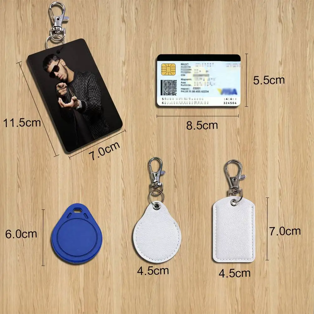 A-Anuel Rapper A-AA Singer Card Holder Men And Womenn Universal Antirust Keychain Learther Access Drop Key Tag Ring