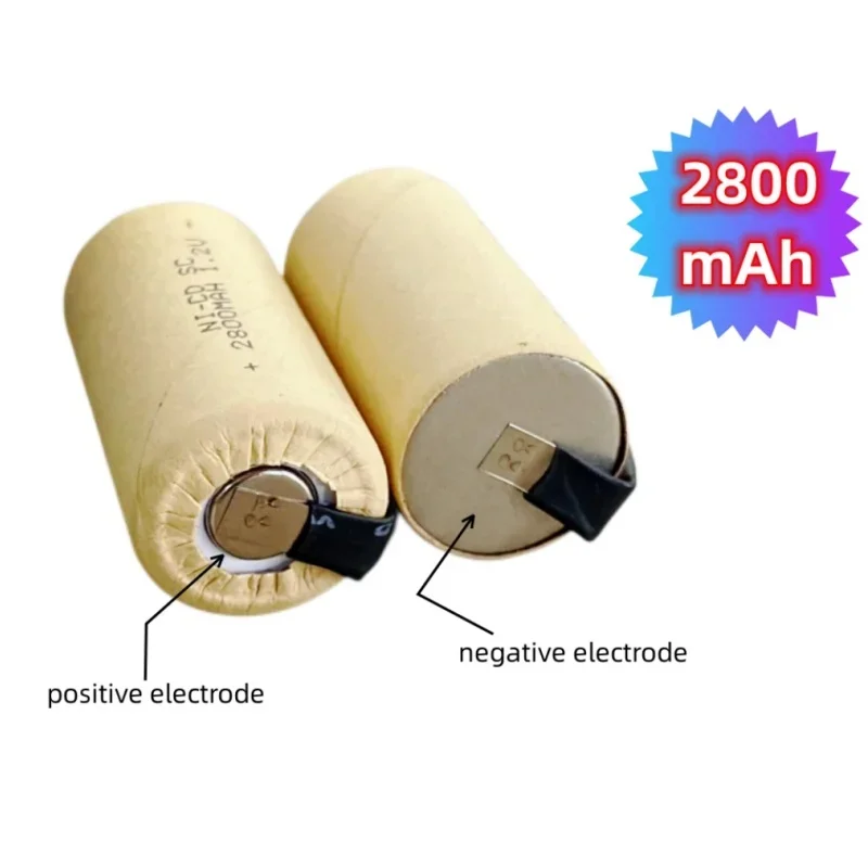 4/5 SC 2800mah NI-CD 1.2V بطارية قابلة للشحن مع علامات لحام لمفك البراغي الكهربائي