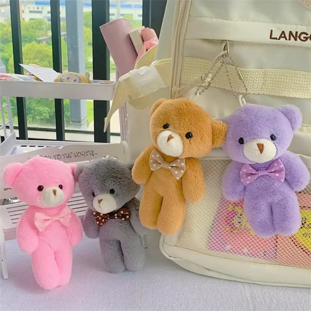 

Stuffed Animals Plush Little Bear Keychain Plush Doll Animal Bow Bear Doll Keychain 13Cm Soft Bear Bag Pendant Home Desk Decor