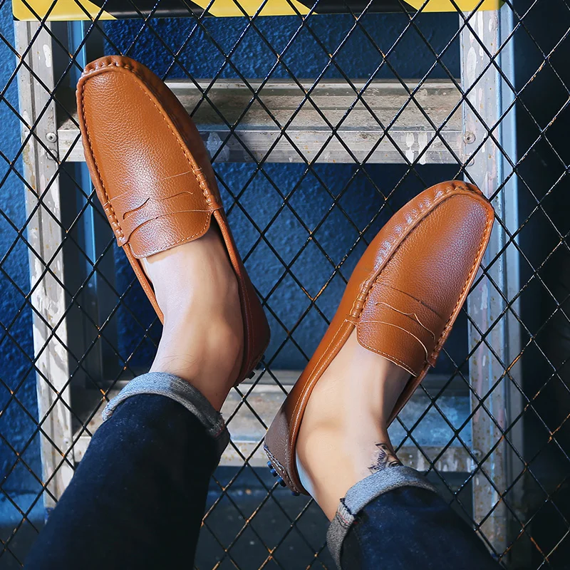 

Loafers Men Casual Leather Shoes Slip On Mens Loafers Moccasins Breathable Slip on Driving Shoes For Men Footwear