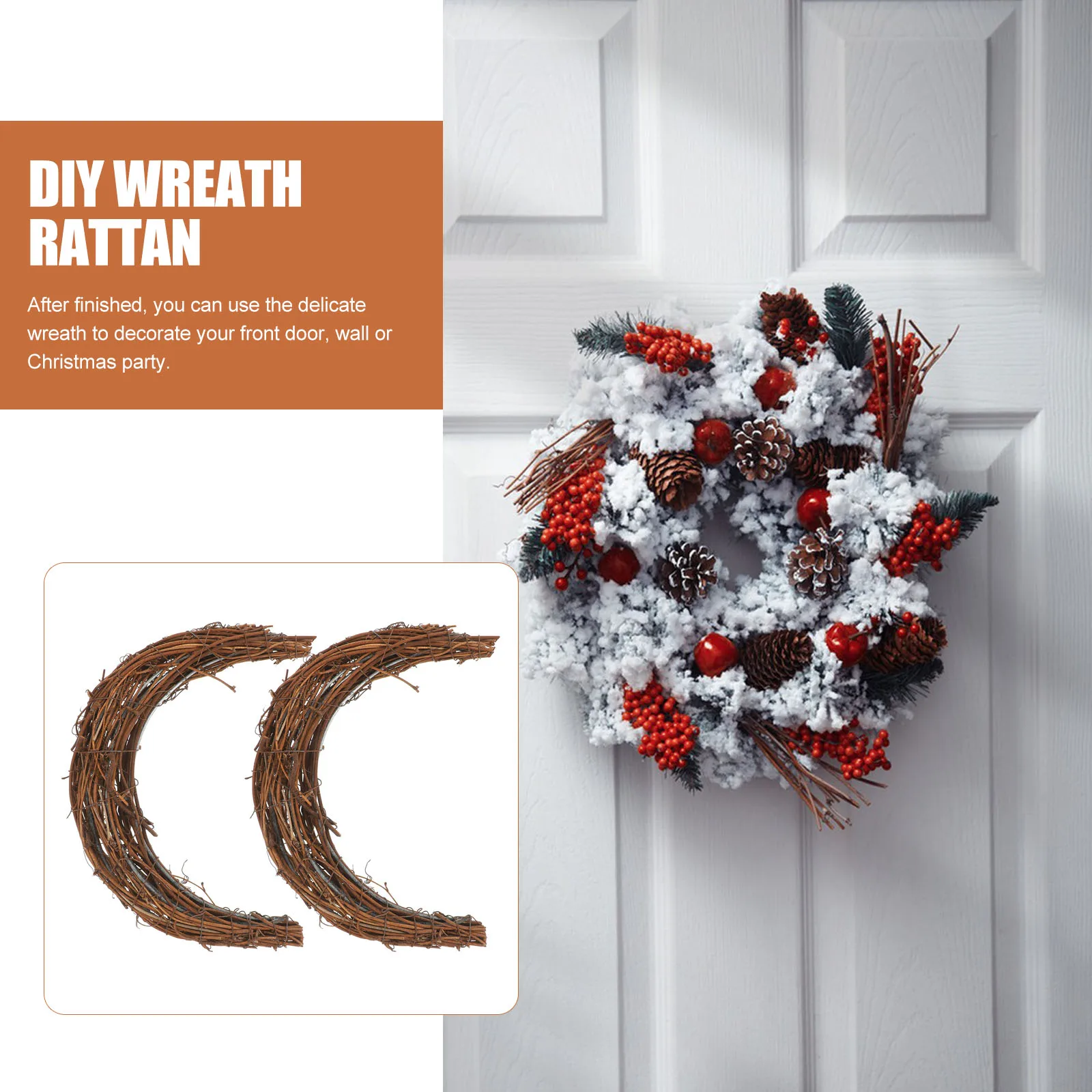 2 Pcs Rattan Garland Vine Wreath Forms Crafting Wreaths Small Crafts Home Decor Vines Moon Branch