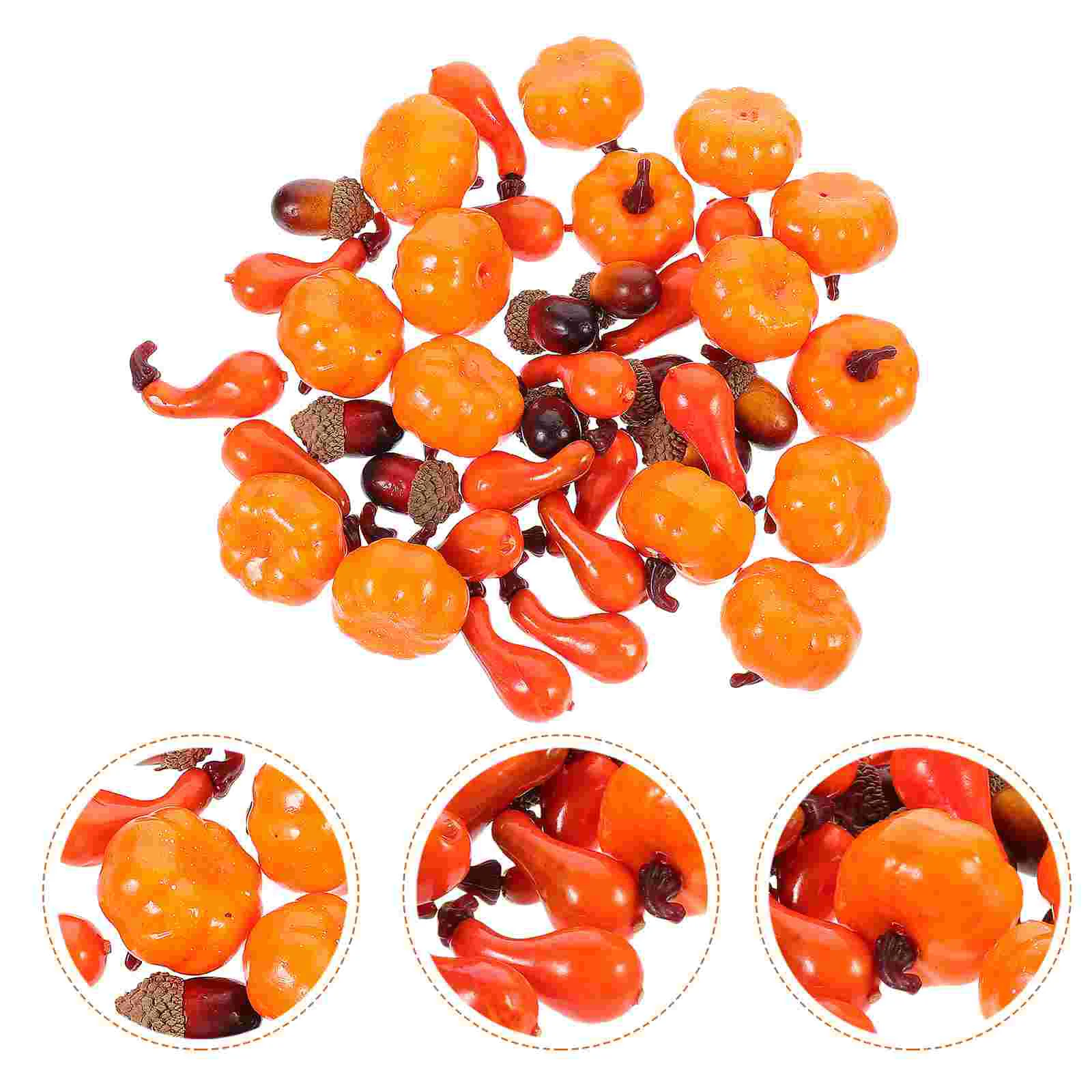 

40 Pcs Pumpkin Acorn Ornament Decor Artificial Decoration Decorative Halloween Room Acorns Fruit Pumpkins Decorations