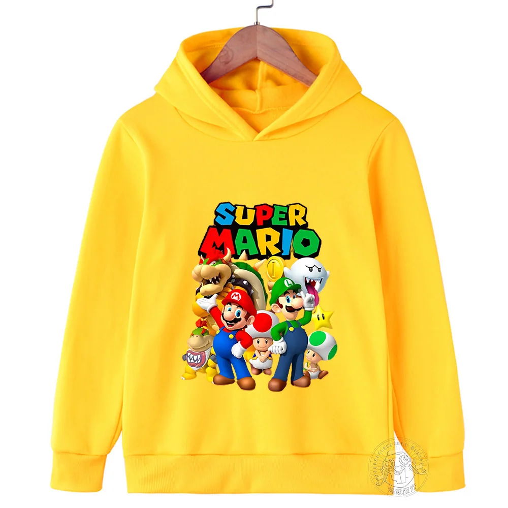 Dziewczyny gra Mario bros bluzy dla dzieci dziecko dziecko kreskówki topy wiosenne dzieci z długim rękawem bluza z nadrukiem jesienne chłopięce