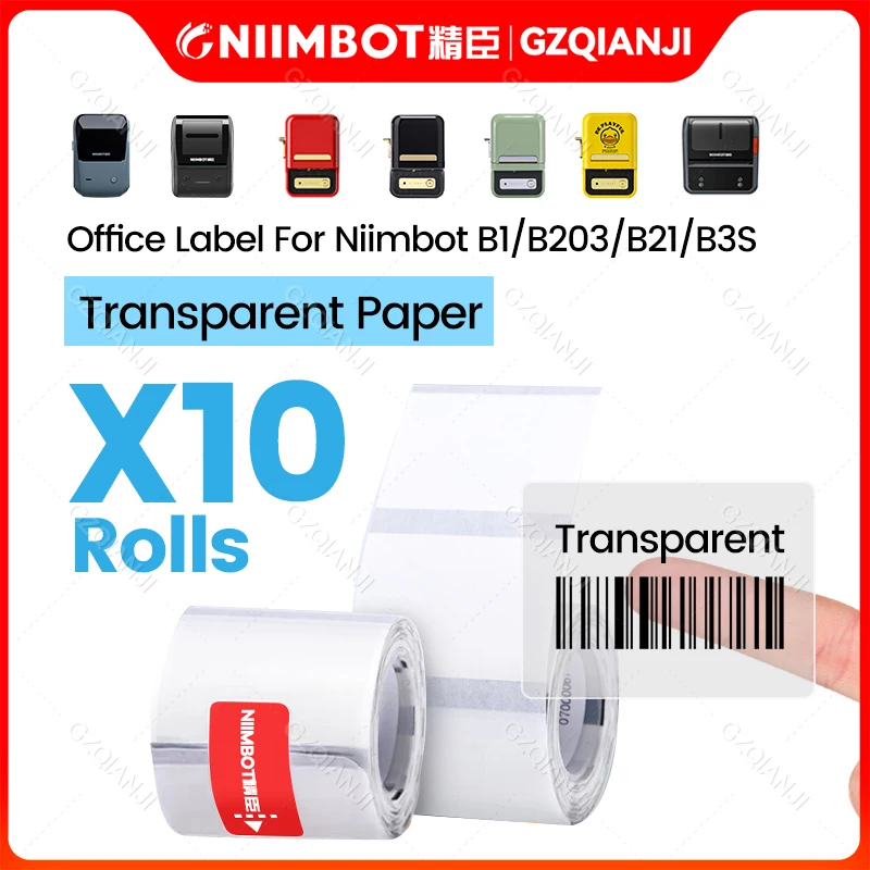 Niimbot B21 Transparent Label Thermal Paper Roll Circle 3 5 10 Rolls Sticker Self Adhesive Small Self Adhesive Label Papers Roll