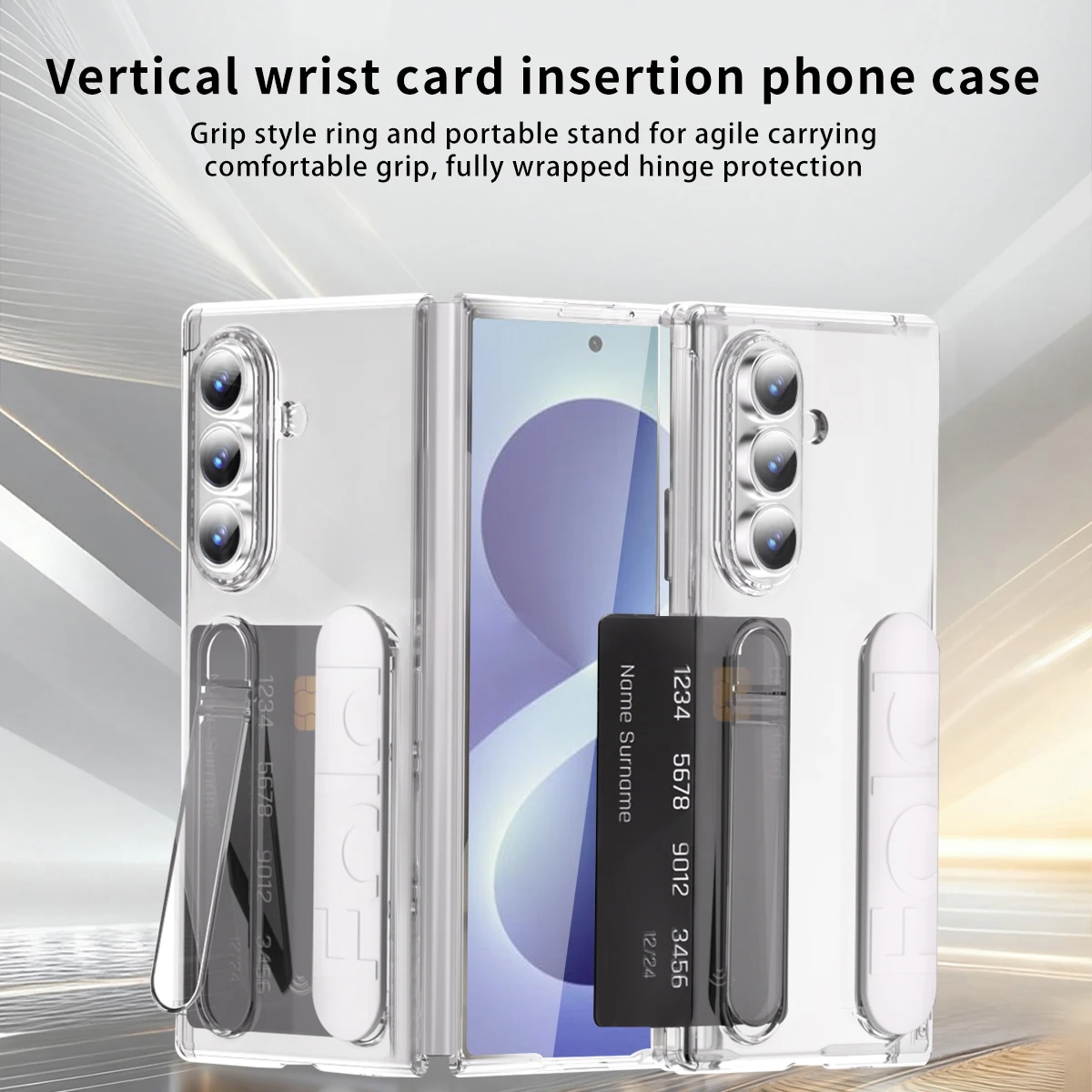 For Samsung Galaxy ZFold8 7 6 5 4 5G Wristband Holder Wallet Card Slot Phone Case Screen Protect Film Shockproof Protectiv Cover