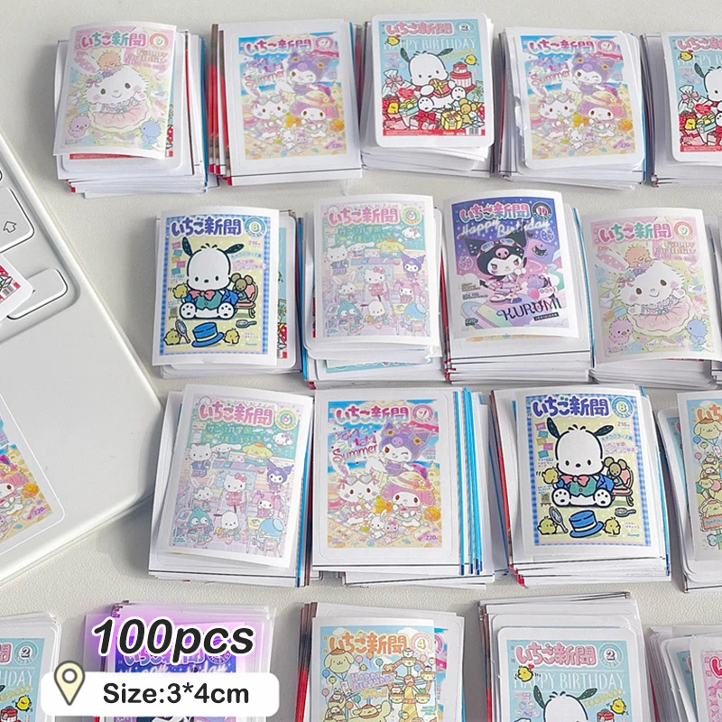 Cinnamoroll Hello Kitty Kuromi My Melody Pompompurin Pochacco Sanrio Cartoon Poster Stickers Anime Toys For Girls Birthday Gift