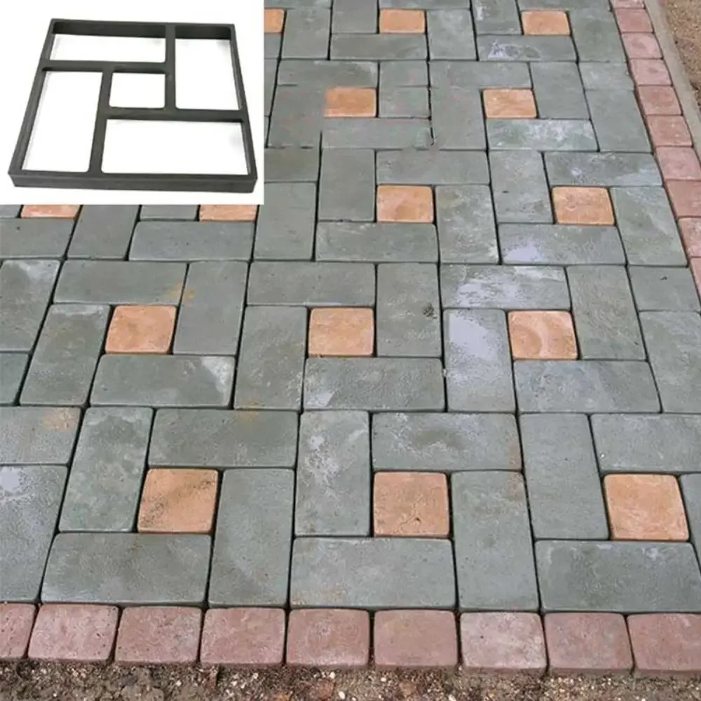 Reusable Plastic Path Maker Paver Molds Diy Garden Stone Brick Concrete Mold Irregular Brick Path Paving Paver Cement view 3