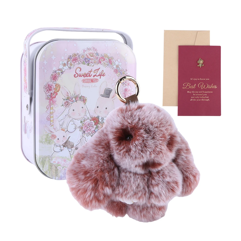 Real Fur Key Chain Bag Toy Fluffy Bunny Trinket Key Chain Charm Fluffy Fur Pompon Bunny Doll Pendant Bunny Lulu Keychain